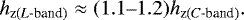 $ h_{\textrm{z} (L{\text{-band}})} \approx (1.1{\text{--}}1.2) h_{\textrm{z} (C{\text{-band}})}. $