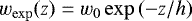 $ \vspace&#x002A;{-8pt} w_{\mathrm{exp}}(z)=w_{0}\exp{(-z/h)} \vspace&#x002A;{-8pt} $