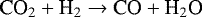 $ \textrm{CO}_2 &#x002B; \textrm{H}_2 \rightarrow \textrm{CO} &#x002B; \textrm{H}_2\textrm{O} $