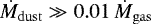 $\dot{{M}}_{\mathrm{dust}} \gg 0.01\,\dot{{M}}_{\mathrm{gas}}$