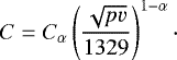 \begin{equation*}C = C_{\alpha}\left( \frac{\sqrt{pv}}{1329} \right )^{1-\alpha}\cdot \end{equation*}
