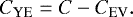 \begin{equation*}C_{\textrm{YE}} =C - C_{\textrm{EV}} .\end{equation*}