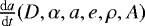 $\frac{\textrm{d}a}{\textrm{d}t} (D,\alpha,a,e,\rho,A) $