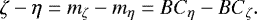 $\zeta - \eta = m_{\zeta} - m_{\eta} = BC_{\eta} - BC_{\zeta}. $
