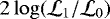 $2\log (\mathcal{L}_1 /\mathcal{L}_0 )$