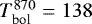$T_{\textrm{bol}}^{870}=138$