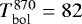 $T_{\textrm{bol}}^{870}=82$