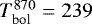 $T_{\textrm{bol}}^{870}=239$