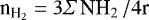 ${ \textrm{n}_{\textrm{H}_2}= 3\Sigma \,\textrm{NH}_2\,/4\textrm{r}}$