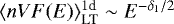 $\langle n V F(E) \rangle^{1\textrm{d}}_{\textrm{LT}} \sim E^{-\delta_1/2}$