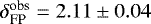 $\delta^{\textrm{obs}}_{\textrm{FP}} = 2.11 \pm 0.04$