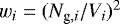 $w_i= (N_{\textrm{g},i}/V_i)^2$