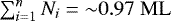 $\sum_{i=1}^{n}N_{i}={\sim} 0.97~\mathrm{ML}$