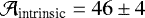 $\mathcal{A}_{\textrm{intrinsic}} = 46 \pm 4$
