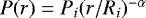 $P(r) = P_i (r/R_{i})^{-\alpha}$