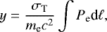 \begin{equation*} y = \frac{\sigma_{\textrm{T}}}{m_{\textrm{e}} c^2} \int P_{\textrm{e}} \textrm{d}\ell,\end{equation*}