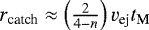 $r_{\textrm{catch}}\approx \left(\tfrac{2}{4-n}\right) v_{\textrm{ej}}t_{\textrm{M}}$