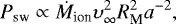 \begin{eqnarray*}P_{\textrm{sw}} \propto \dot{M}_{\textrm{ion}}\upsilon _{\infty}^{2}R_{\textrm{M}}^{2}a^{-2}, \end{eqnarray*}