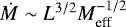 $\dot M \sim L^{3/2} M_{\text{eff}}^{-1/2}$