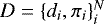 $D=\{d_i,\pi_i\}_i^N$