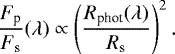 \begin{equation*}\frac{F_{\textrm{p}}}{F_{\textrm{s}}}(\lambda) \propto \left(\frac{R_{\textrm{phot}}(\lambda)}{R_{\textrm{s}}}\right)^2. \end{equation*}