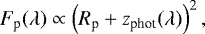 \begin{equation*}F_{\textrm{p}}(\lambda) \propto \left(R_{\textrm{p}} &#x002B; z_{\textrm{phot}}(\lambda)\right)^2, \end{equation*}