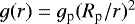 $g(r) = g_{\textrm{p}}(R_{\textrm{p}}/r)^2$