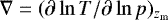 $\nabla = (\partial \ln T/\partial \ln p)_{z_{\textrm{m}}}$