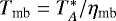 $T_{\textrm{mb}} = T_{A}^{*}/\eta_{\textrm{mb}}$