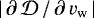 $|\,\partial\,\mathcal{D}\,/\,\partial\,v_{\mathrm{w}}\,|$