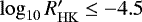 $\log_{10}R&#x0027;_{\mathrm{HK}} \leq -4.5$