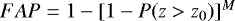 $FAP = 1 - [1-P(z > z_{0})]^{M}$