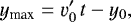 \begin{equation*} y_{\textrm{max}} = \varv_0&#x0027;\,t-y_0,\end{equation*}