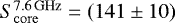 $S_{\mathrm{core}}^{7.6\mathrm{\,GHz}}=(141 \pm 10)$