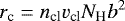 \begin{equation*}\vspace*{-10pt}r_{\textrm{c}}=n_{\textrm{cl}}v_{\textrm{cl}} N_{\textrm{H}} b^2 \vspace*{-3pt}\end{equation*}