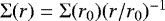 ${\mathrm{\Sigma}}(r) = {\mathrm{\Sigma}} (r_0) (r/r_0)^{-1}$