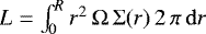 $L=\int_0^R r^2 \, {\mathrm{\Omega}}\, {\mathrm{\Sigma}} (r) \, 2\, \pi\, {\mathrm{d}}r$