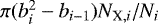 $\pi(b_{i}^2-b_{i-1})N_{{\textrm{X}},i}/N_i$