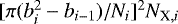 $[\pi(b_{i}^2-b_{i-1})/N_i]^2N_{{\textrm{X}},i}$