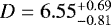 $D=6.55_{-0.81}^{&#x002B;0.69}$