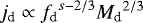 ${j_{\textrm{d}}}\propto{f_{\textrm{d}}}^{s-2/3}{M_{\textrm{d}}}^{2/3}$