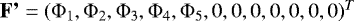 $\textbf{F&#x0027;}=({\mathrm{\Phi}}_1, {\rm{\Phi}}_2, {\rm{\Phi}}_3, {\rm{\Phi}}_4, {\mathrm{\Phi}}_5,0,0,0,0,0,0,0)^T$