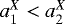 $a_{1}^{X} <a_{2}^{X}$