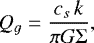 \begin{equation*} Q_g=\frac{c_s\,k}{\pi G {\mathrm{\Sigma}}}, \end{equation*}