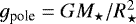 $g_{\text{pole}}=GM_{\star}/R_{\star}^2$