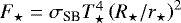 $ F_{\star} = \sigma_{\textrm{SB}} T_{\star}^4 \left( R_{\star} / r_{\star} \right)^2 $