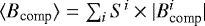 $\langle B_{\textrm{comp}} \rangle= \sum_i S^i \times |B_{\textrm{comp}}^i|$