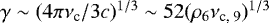 $\gamma \sim (4\pi\nu_{\textrm{c}}/3c)^{1/3} \sim 52 (\rho_6 \nu_{\textrm{c, 9}})^{1/3}$