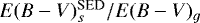 $E(B-V)_s^{\textrm{SED}}/E(B-V)_g$