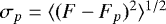 $\sigma_{p}=\langle (F-F_{p})^{2} \rangle^{1/2}$